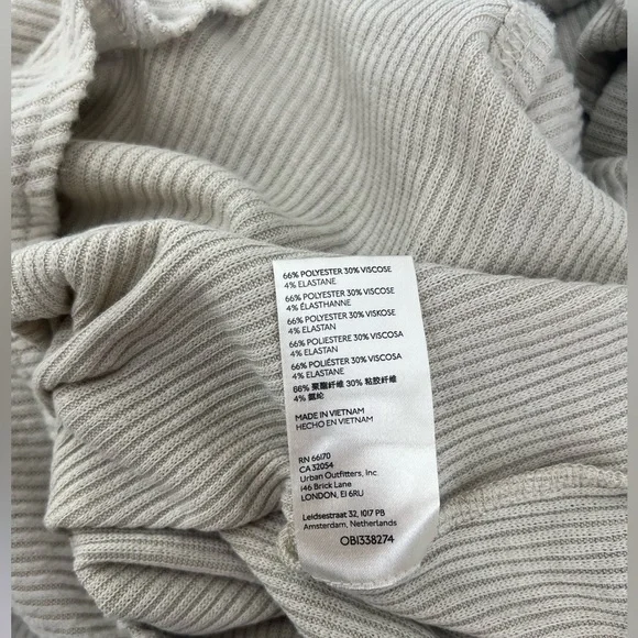 Free People Marley cross front long sleeve ribbed sweater top tan beige L large - Picture 9 of 9